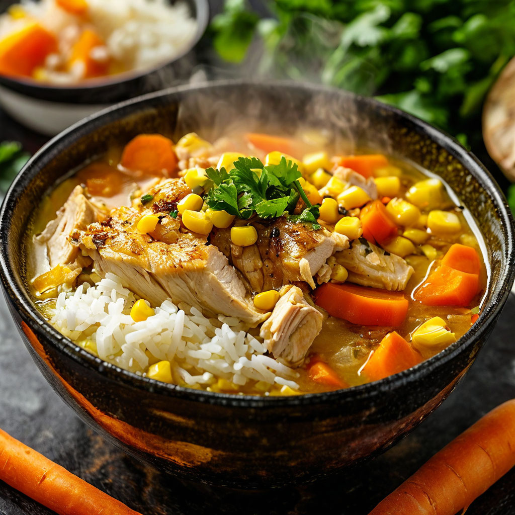 Куриный суп с кукурузой и рисом