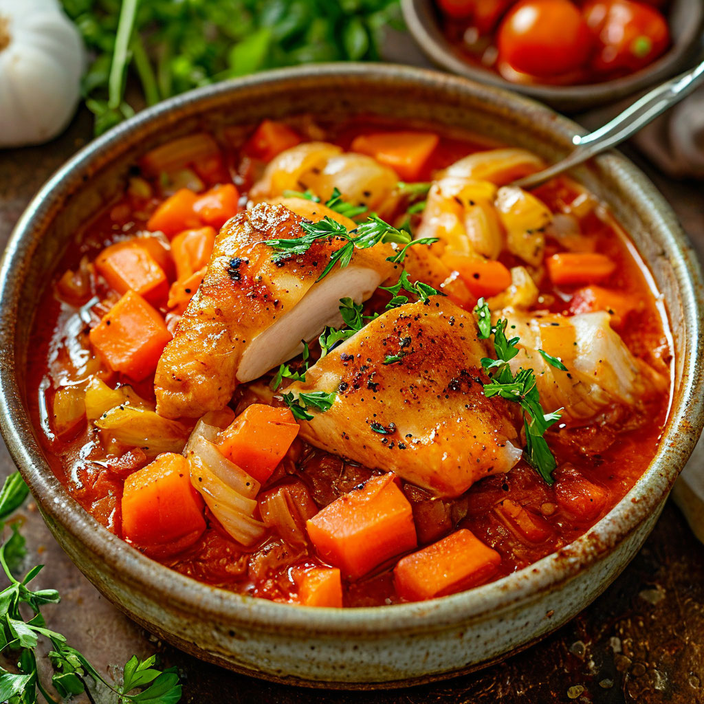 Тушёная капуста с курицей