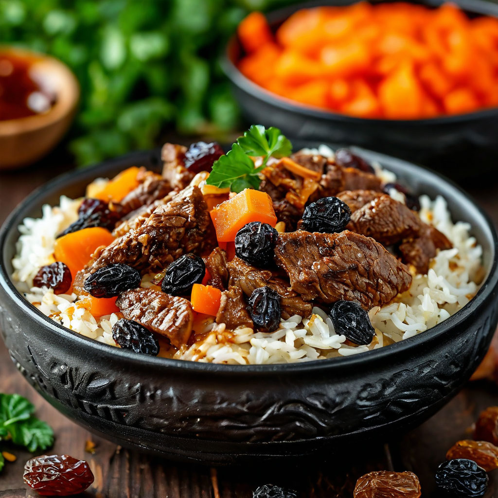 Плов с говядиной и черносливом