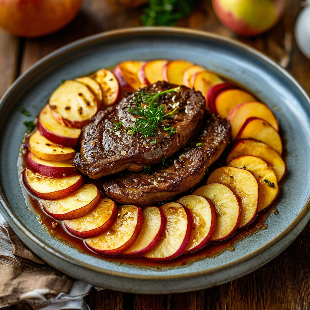 Куриная печень с яблоками