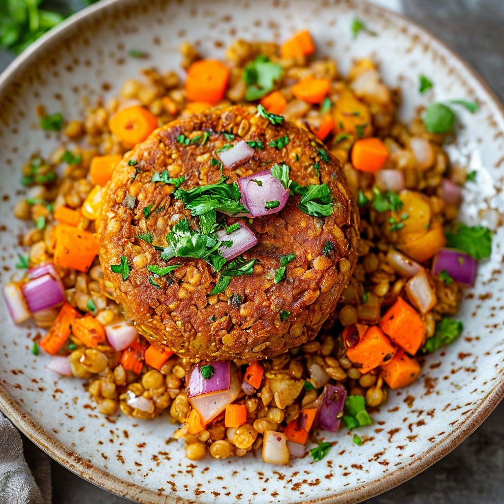 Чечевичные котлеты с овощами