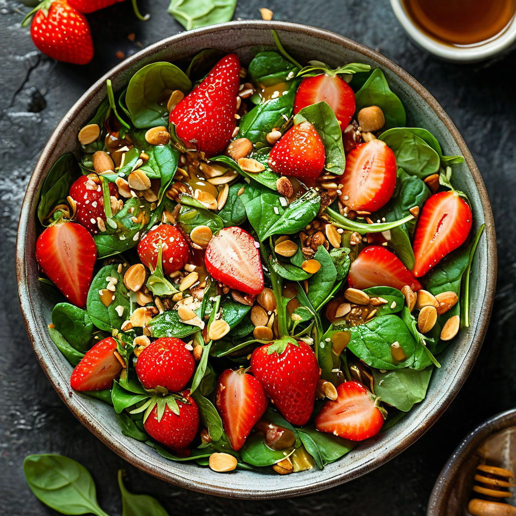 Салат со шпинатом и клубникой