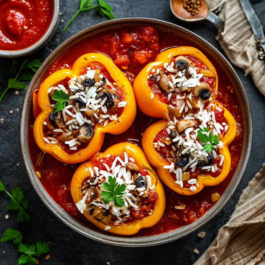 Фаршированный перец с рисом и грибами
