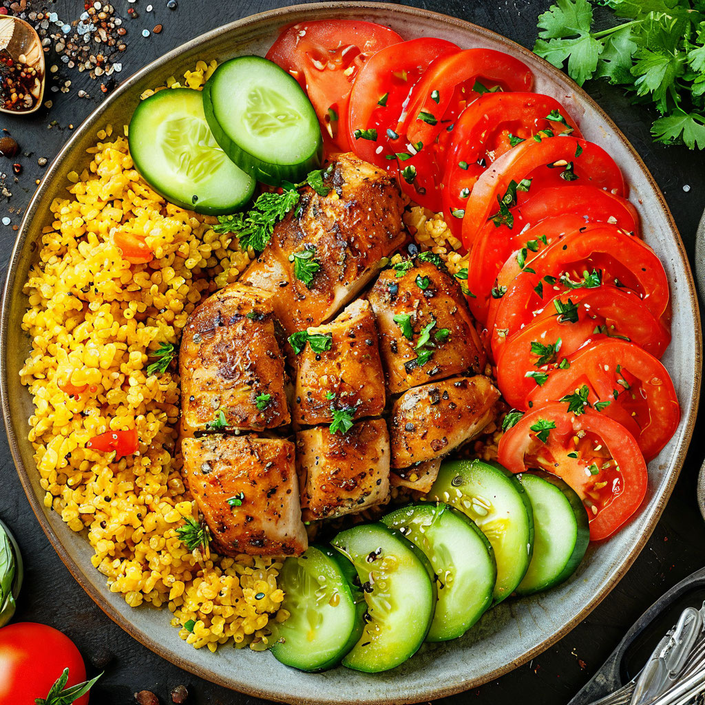 Курица с булгуром и овощами