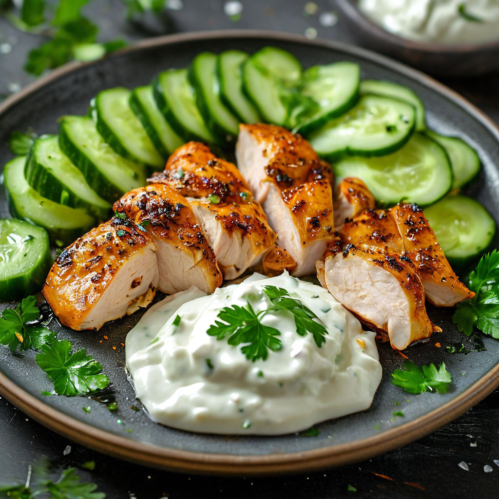 Куриная грудка с огурцом и йогуртом