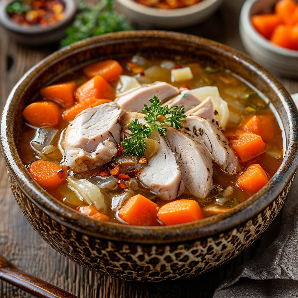 Суп с индейкой и капустой