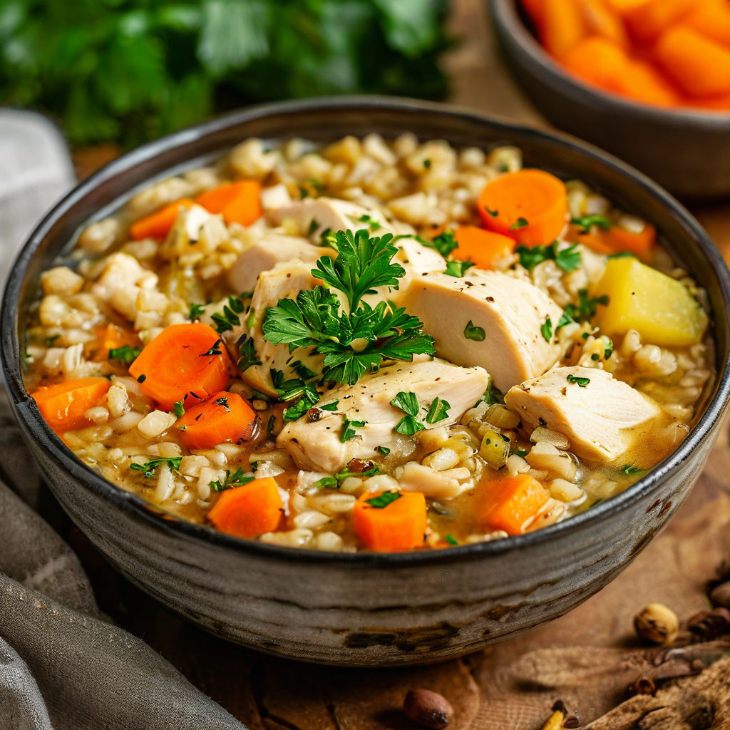 Суп с перловкой и курицей