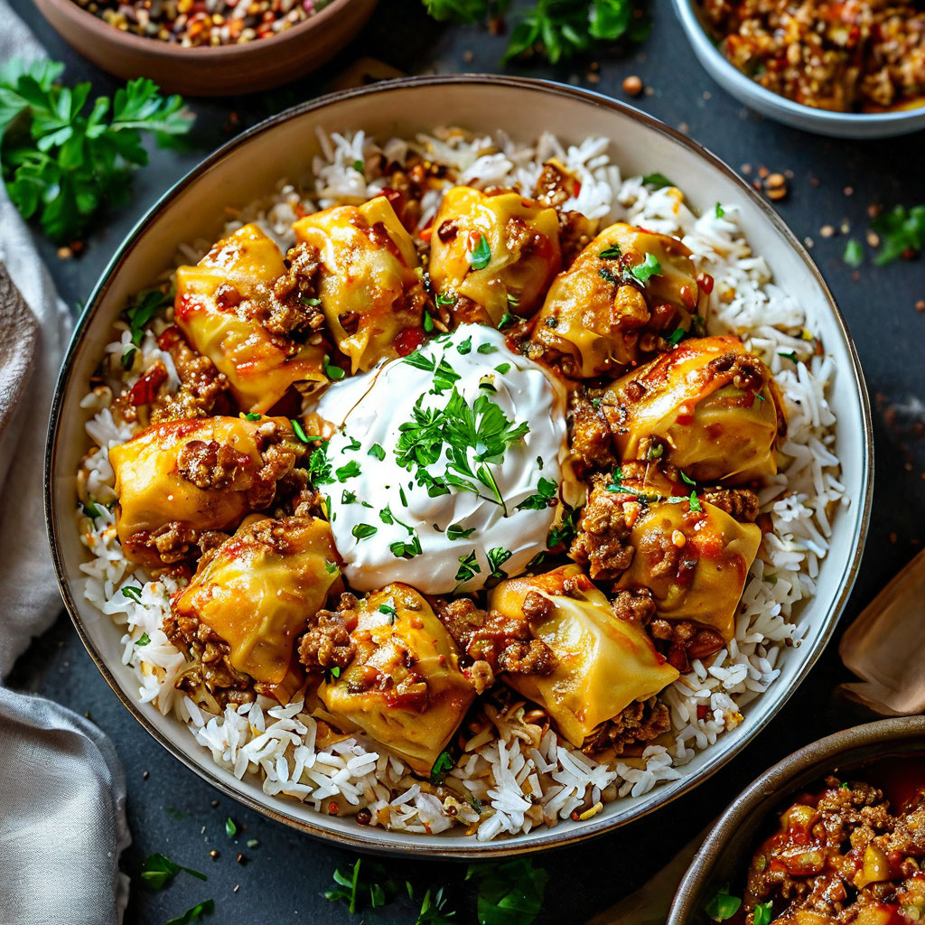 Ленивые голубцы с рисом, капустой и фаршем