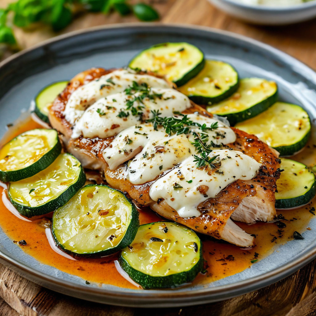 Курица с кабачком и сыром