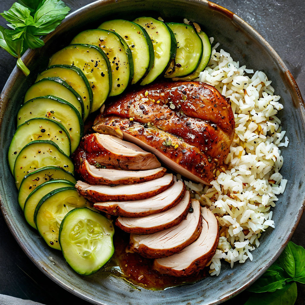Индейка с рисом и кабачком