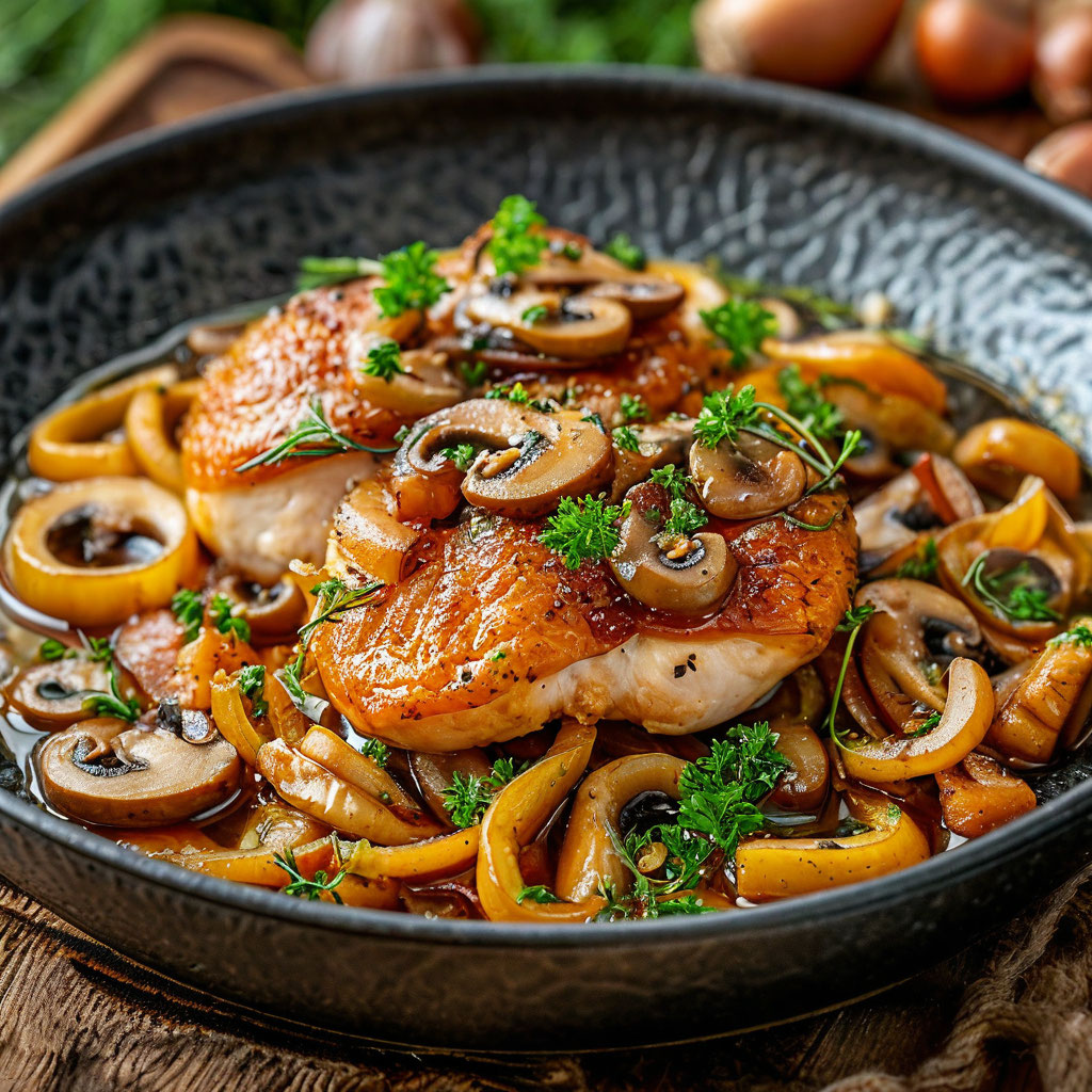 Куриная грудка с шампиньонами