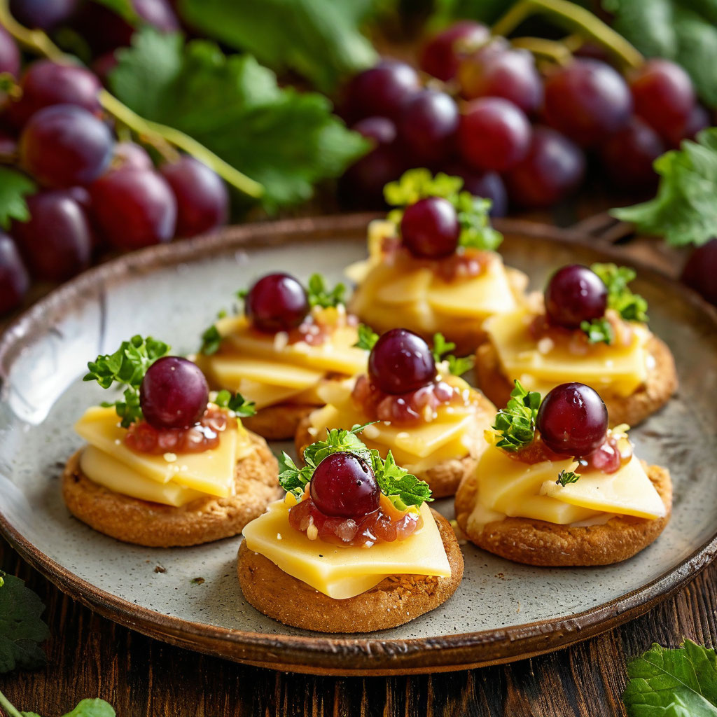 Канапе с сыром и виноградом