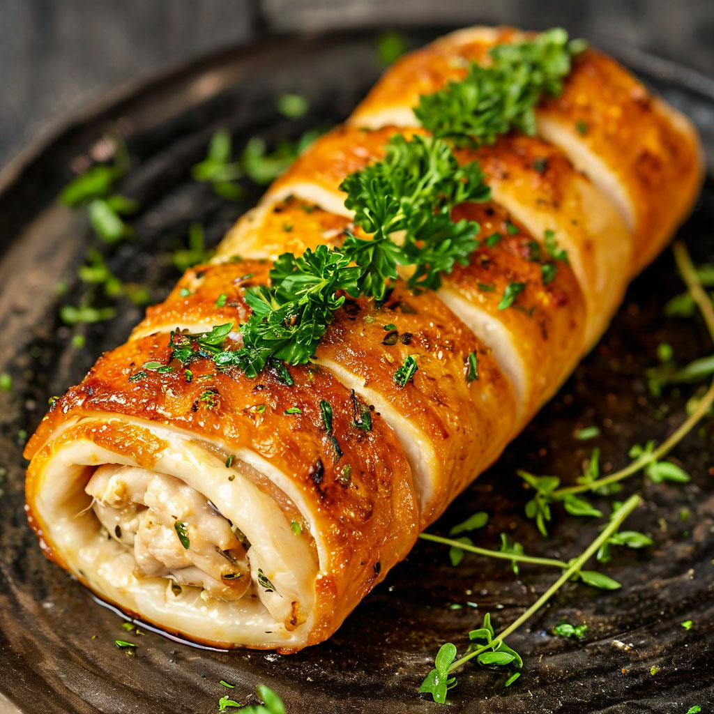 Куриный рулет с зеленью