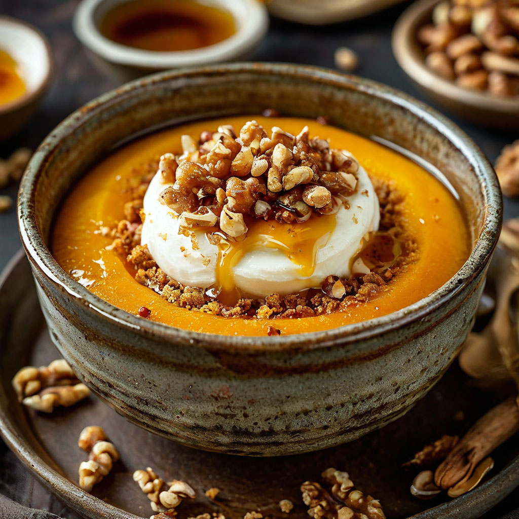Тыквенный десерт с мёдом и орехами