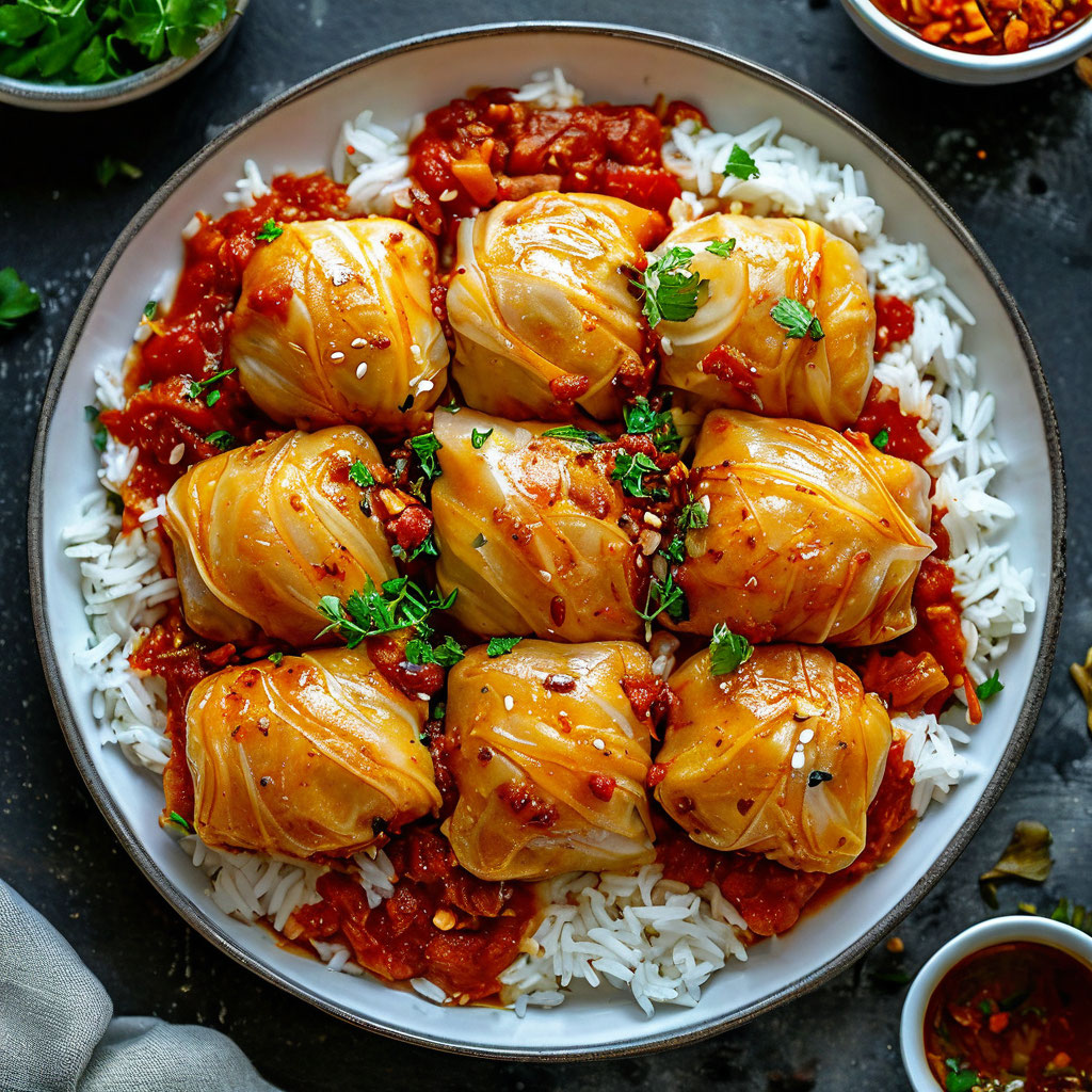 Постные голубцы с рисом и морковью